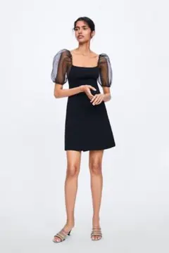 ZARA バルーンスリーブ ニット ドレス
