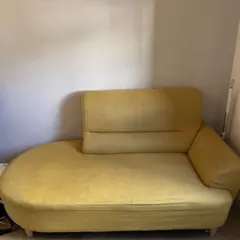 引き取り限定 B-COMPANY キャンディ2Pソファ（カウチソファ） イエロー