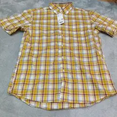 UNIQLO 半袖シャツ S イエロー チェック柄