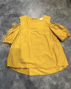 SONO オフショルダー ブラウス イエロー ボリュームスリーブ 半袖 日本製