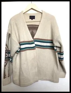 PENDLETON ペンドルトン　ウールカーディガン ネイティブ柄　ベージュ　S