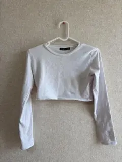 ZARA ホワイト クロップド Tシャツ L