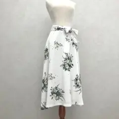 定価2.2万 マルキスデブラン フラワープリント フレアスカート ホワイト S