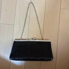 黒 スパンコール クラッチバッグ　ポーチ付き