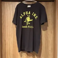 【ALPHA INDUSTRIES】アルファ 戦闘機ロゴ プリントTシャツL 黒のサムネイル