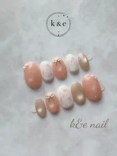 168 ネイルチップ ニュアンス ショート マグネット リボン【サイズ変更◎】