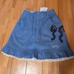 ★GWセール！メゾピアノ　デニムスカート フリル付き　160