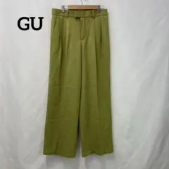 GU ジーユー レディース スラックス ワイドパンツ 抹茶色 サイズL