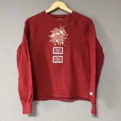 【希少品】PINK HOUSE 赤 レッド　トレーナー　花柄　綿100%