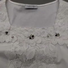 AUSTIN REED オースチンリード 花柄 ビジュー半袖ブラウス シースルー 