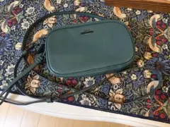 ★COACH ショルダーバッグ 深緑　ターコイズブルーレザーショルダーバッグ