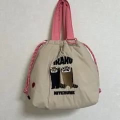 graniphグラニフイカクストリングバッグトートバッグ　ベージュ　ピンク