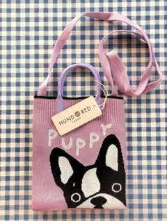 ち*ぃ様 【値下げ】フレンチブルドック　犬　ニットショルダー パープル