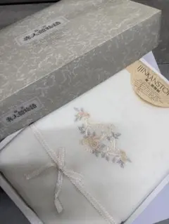 異人館物語 ふわふわのコットンミンクシーツリボンと刺繍の肌がけ 高級シーツ新品