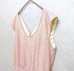 ピンク Vネック ジャンプスーツ　オケージョンドレス　結婚式ワンピース　パンツ