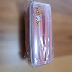 【未使用】　リラックマ　2段弁当箱 ピンク お箸付きのサムネイル