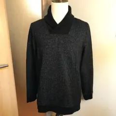 メンズ【美品 US H&M】黒 霜降 L ショールカラー 裏起毛 厚 スウェット