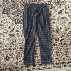 グレー チェック柄 ロングパンツ