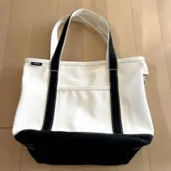 美品！LANDS'END キャンバス トートバッグ ランズエンド 生成りネイビー