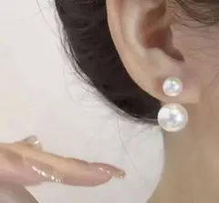 韓国 パールピアス ダブルパール 上品 高見え 結婚式 ゴールド 上品