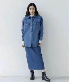 デニムペンシルスカート/ブルー