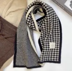 人気商品⭐︎ニットマフラー　クラシカル　千鳥格子　ストール　可愛い