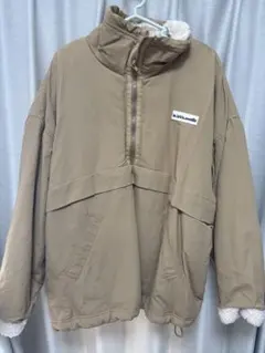 ベージュ フリース ハーフジップジャケット