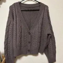ニットカーディガン　パープル　ボタン付き　GRL