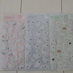 しろふわアニマルもっちりシール　猫アザラシイヌシール3シートセット