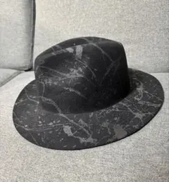 NO ID メンズ ハット ブラック ペイント柄系