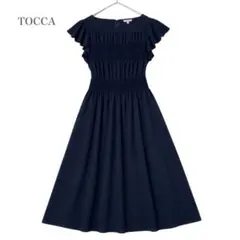 TOCCA トッカ シャーリング フレアワンピース ネイビー ウォッシャブルのサムネイル