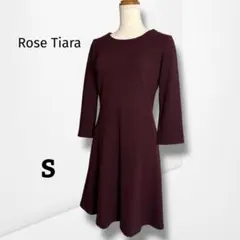 【ローズティアラ】フレアワンピース 七分袖 上品 きれいめ お出かけ S