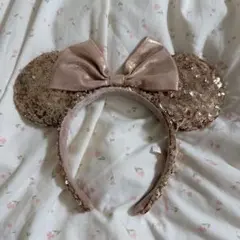 【ディズニー】 ミニーマウス スパンコール ゴールド ピンク カチューシャ