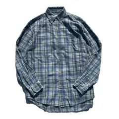 【90s】Old J.crew チェック柄 長袖 ネルシャツ ブルー S