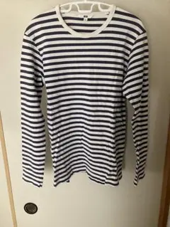 【訳あり格安】ユニクロ 綿100% ボーダー Tシャツ 長袖 ネイビー Lサイズ