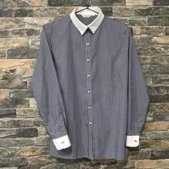 【美品】ORIHICA ストライプ 長袖シャツ Lサイズ　ノーアイロンOK