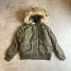 フライトジャケット MA-1 カーキ M ファーブルゾン ファー取外可 短丈