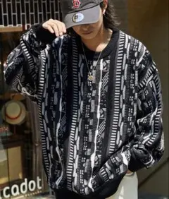 ヴィンテージ ストリート スケーター ストライプクルーネックプルオーバーニット