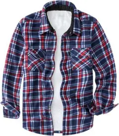 メンズ 長袖 裏ボア ネルシャツ 裏起毛 厚手 ギンガムチェック 防寒 2XL