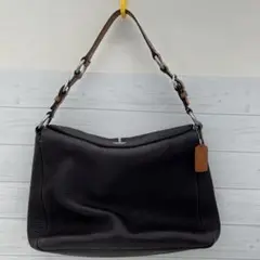 [鑑定済] COACH ショルダーバッグ ターンロック 本革 レザー ブラック