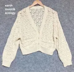 earth music&ecologyアイボリー レース編み カーディガンのサムネイル