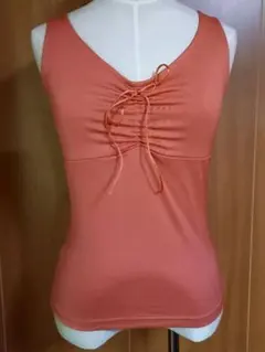 NICE CLAUP タンクトップ　胸元リボンギャザー