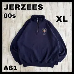 JERZEES 00s Y2K期 ハーフジップ スウェット ネイビー XL