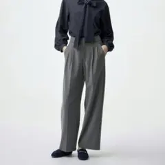GU タックワイドパンツ 丈標準 グレー L 2枚セット