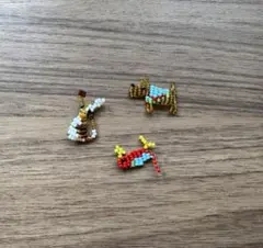 ハンドメイド　ビーズ　チャーム　動物　3個セット