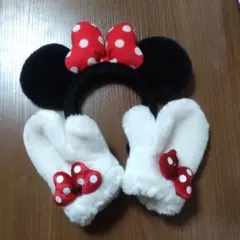ミニーマウス カチューシャ　キッズ　手袋　ミトン