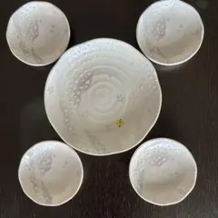 【新品】花模様の陶器製皿5点セット