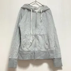 【無印良品】フード付き長袖パーカー グレー レディースM 綿100% カジュアル