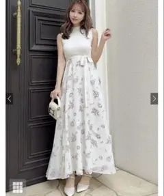 GRL 三上悠亜　リボンベルト付きニットドッキング花柄ワンピース　ru1178