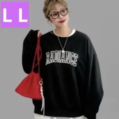 しまむらnon noooonロゴ刺繍トレーナーブラックLLサイズ